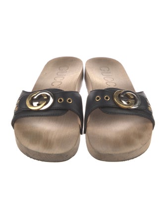 Gucci Interlocking G Logo Leather Slides