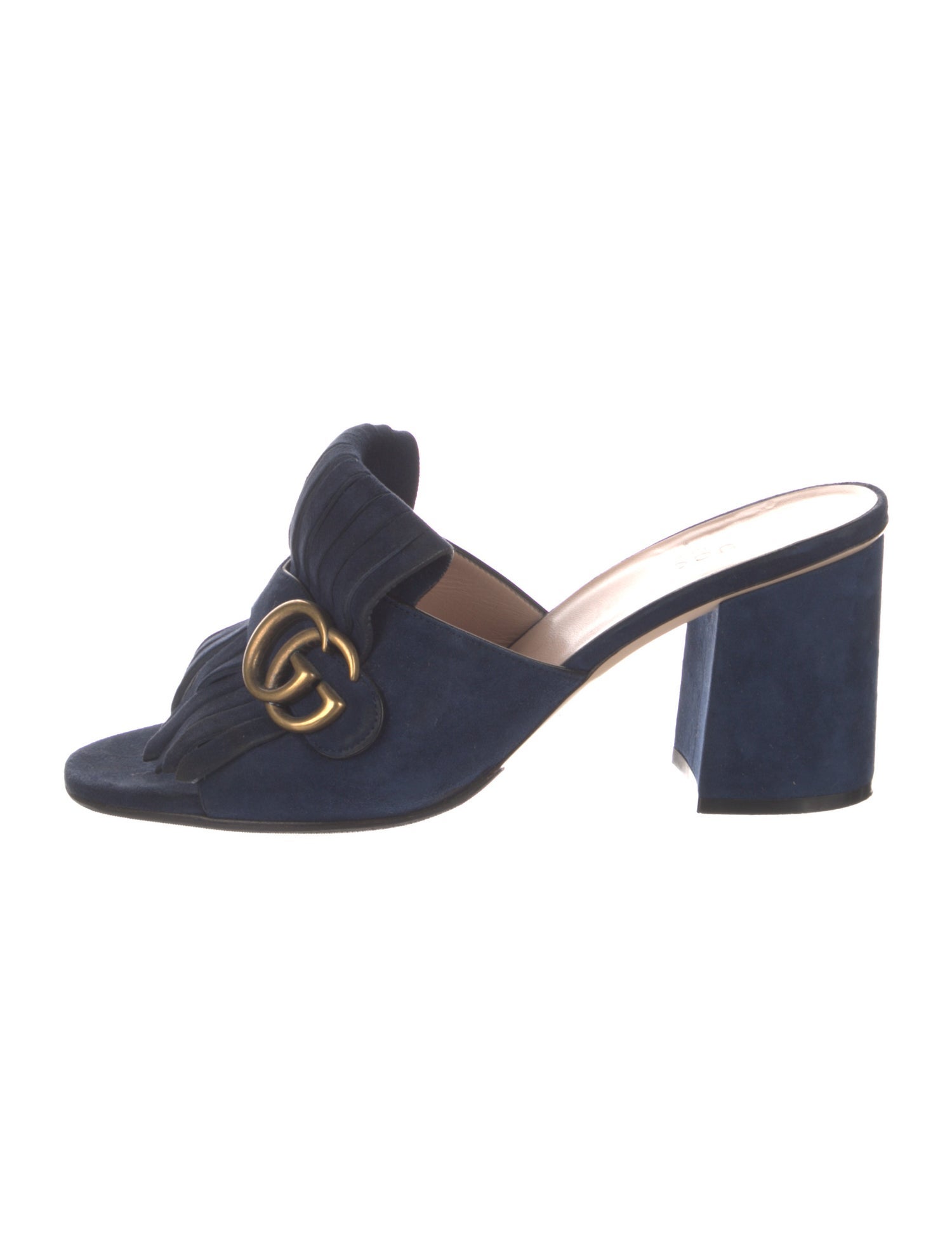 Gucci Double G Logo Suede Slides