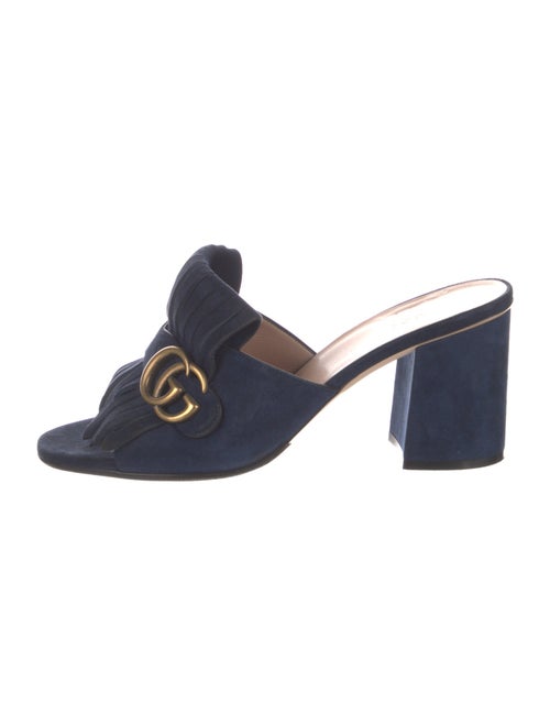 Gucci Double G Logo Suede Slides