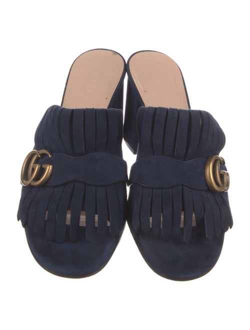 Gucci Double G Logo Suede Slides