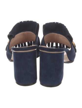 Gucci Double G Logo Suede Slides