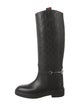 Gucci Web Accent Leather Riding Boots