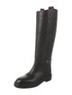 Gucci Web Accent Leather Riding Boots