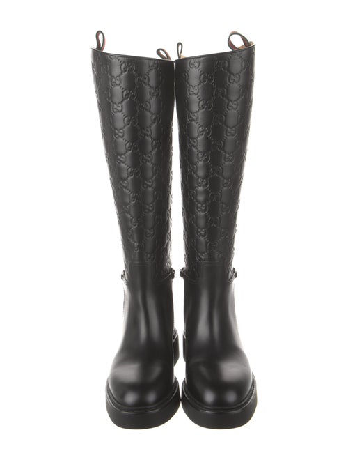 Gucci Web Accent Leather Riding Boots