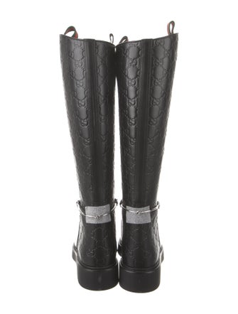 Gucci Web Accent Leather Riding Boots