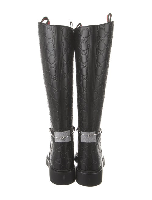 Gucci Web Accent Leather Riding Boots