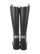Gucci Web Accent Leather Riding Boots