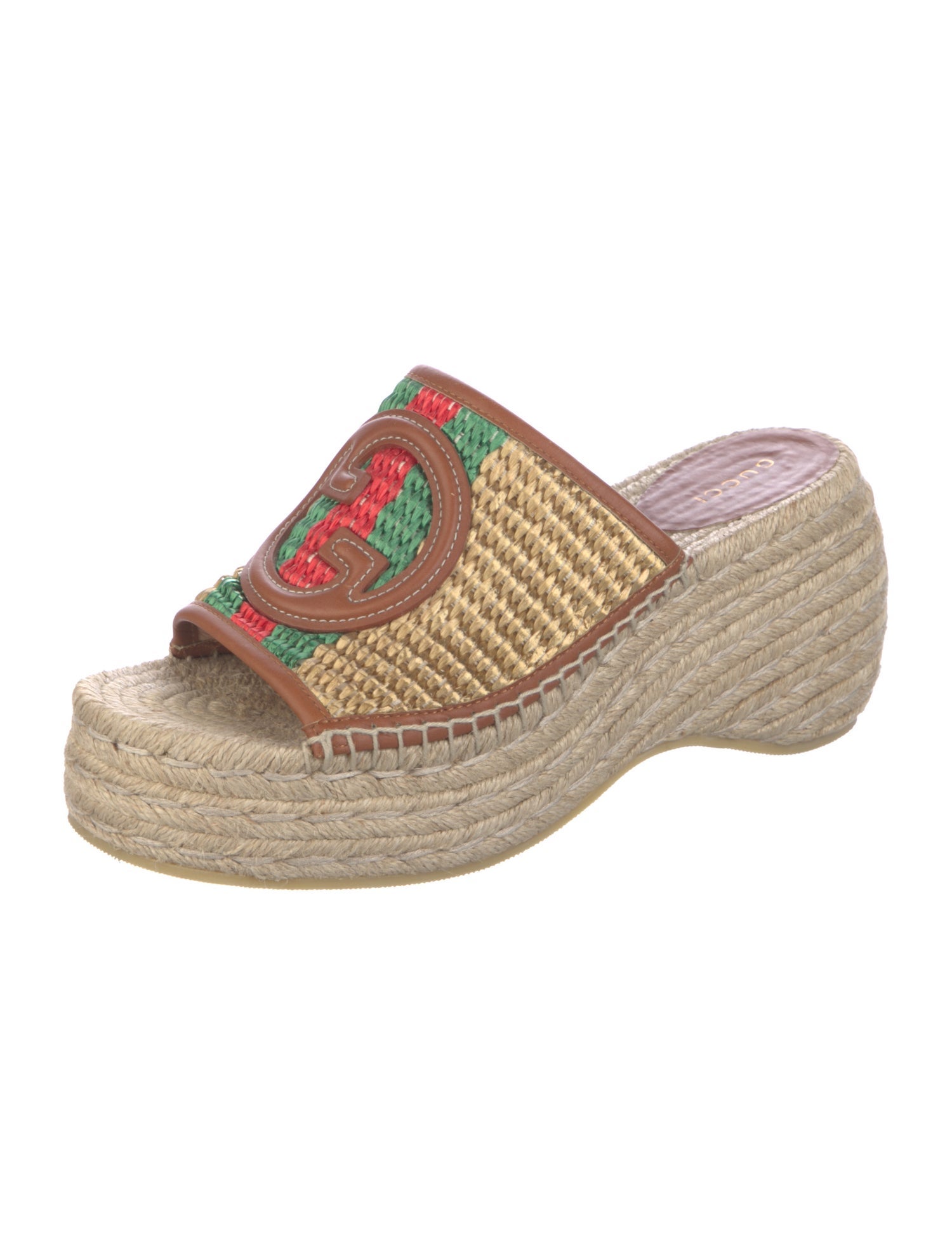 Gucci Web Accent Raffia Espadrilles