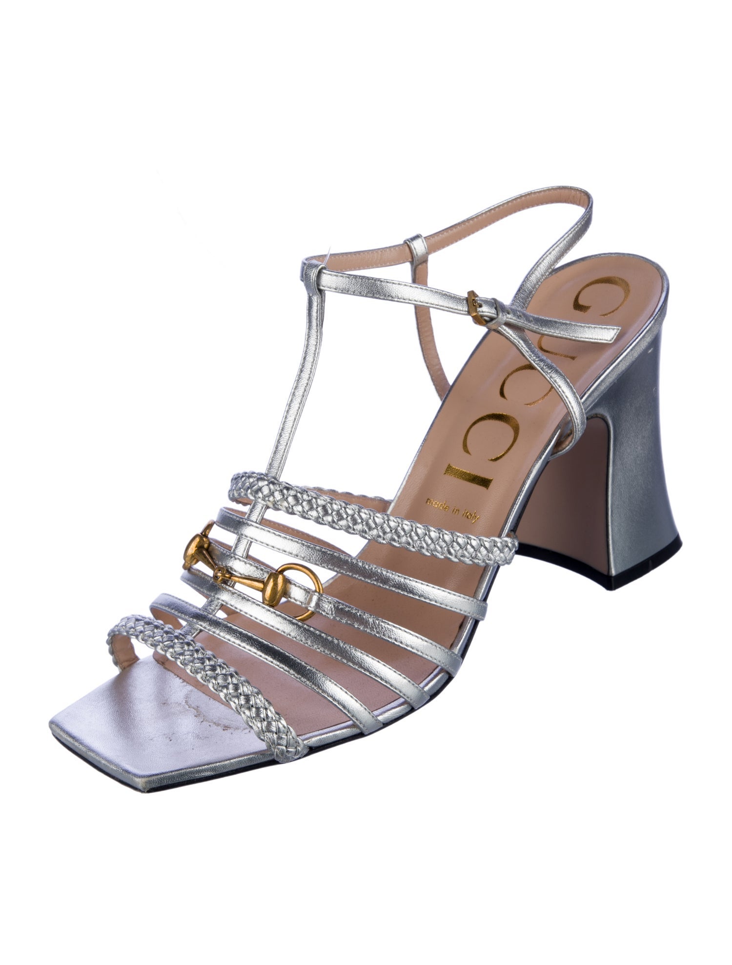 Gucci Horsebit Accent Leather T-Strap Sandals