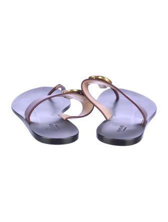 Gucci Double G Logo Leather T-Strap Sandals