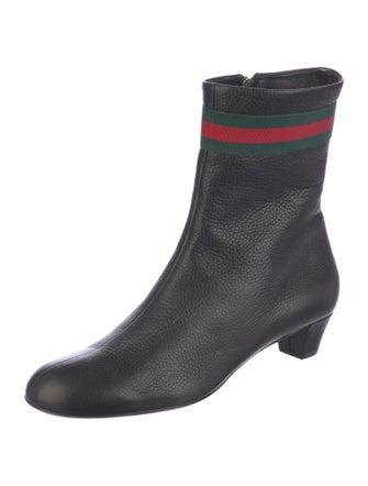 Gucci Web Accent Leather Sock Boots