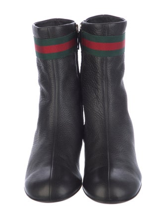 Gucci Web Accent Leather Sock Boots