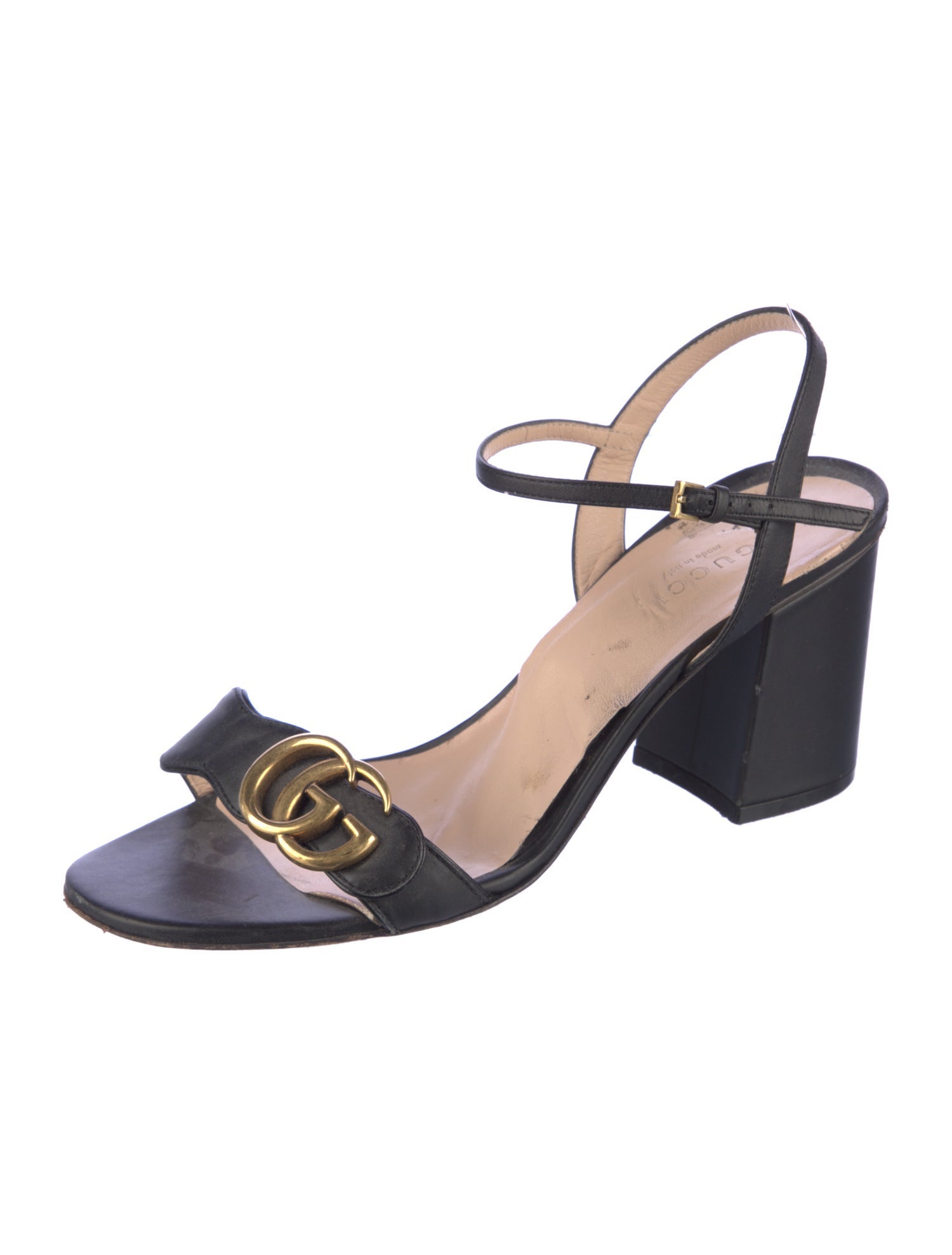 Gucci Double G Logo Leather Sandals