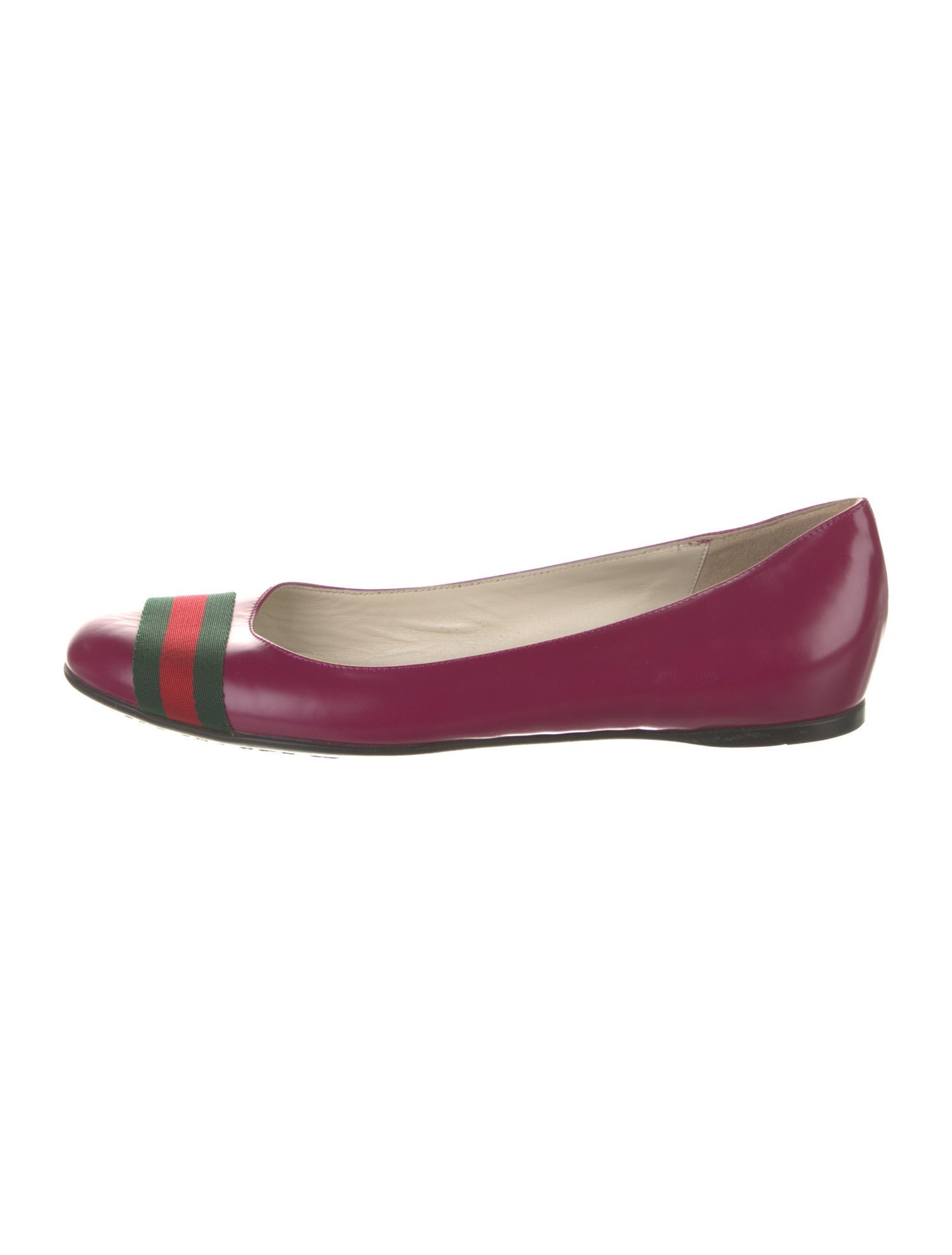 Gucci Web Accent Leather Ballet Flats