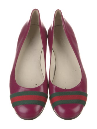 Gucci Web Accent Leather Ballet Flats