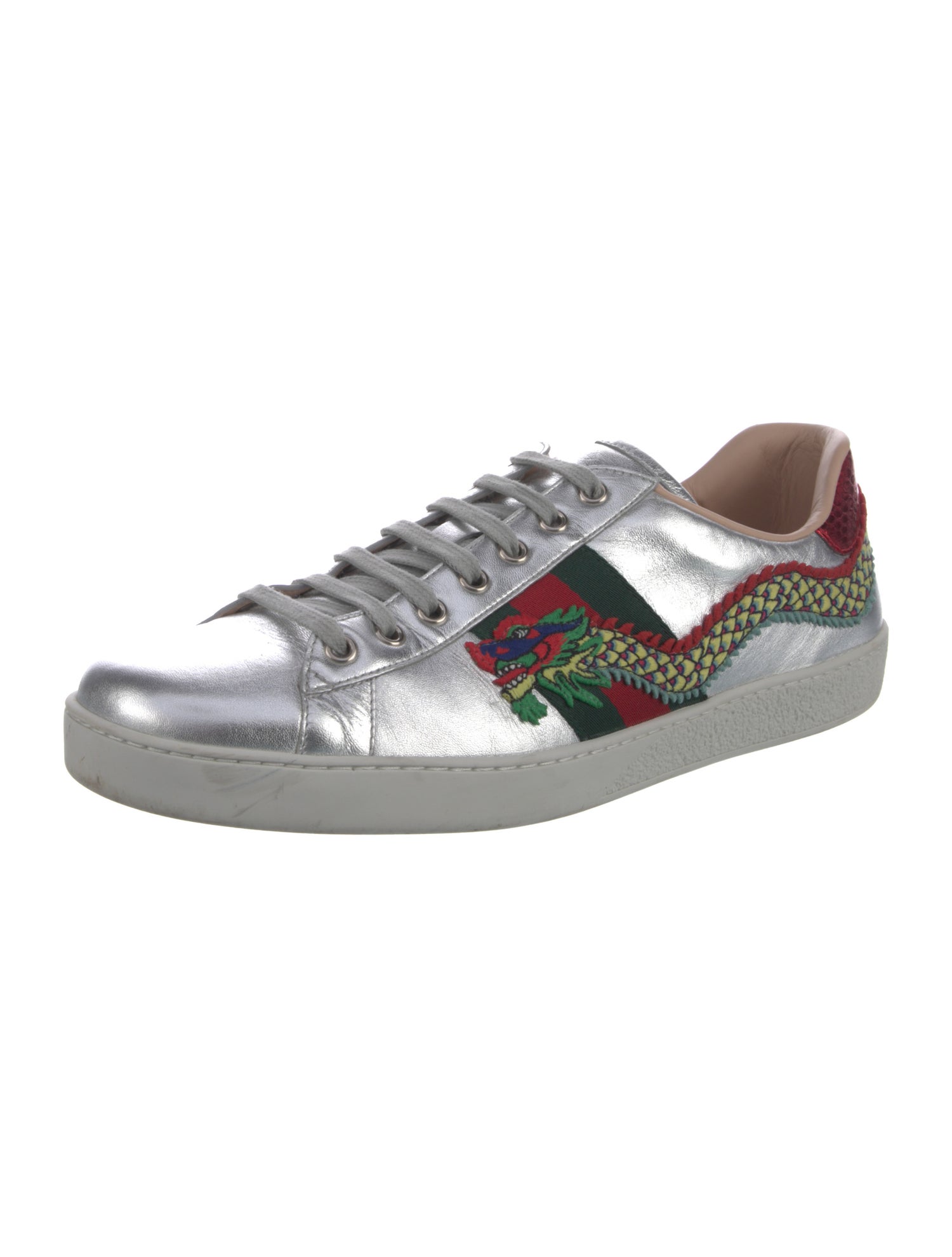 Gucci Web Accent Leather Sneakers