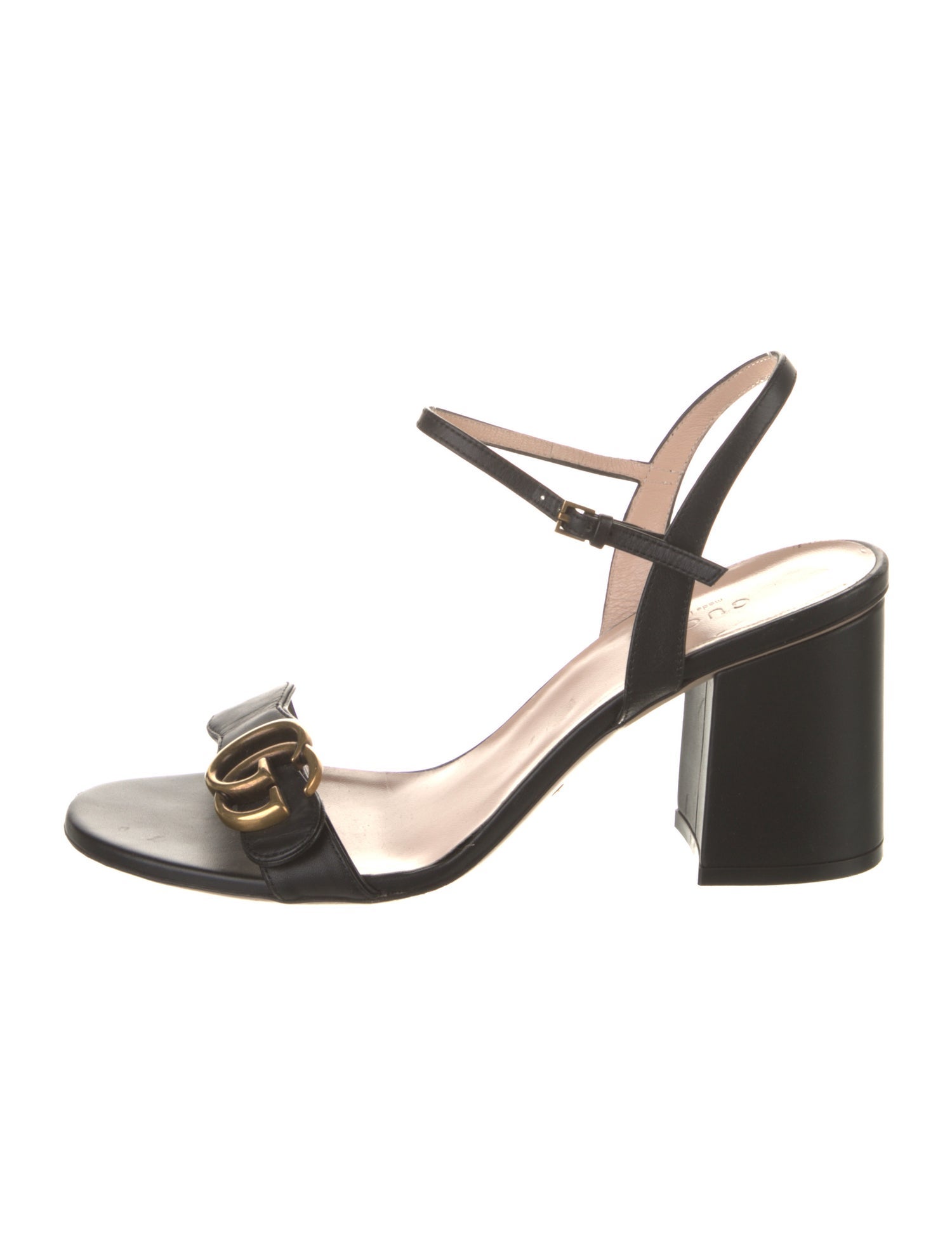 Gucci Double G Logo Leather Slingback Sandals