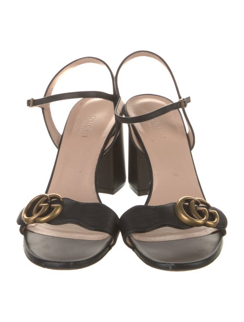 Gucci Double G Logo Leather Slingback Sandals