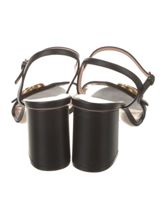 Gucci Double G Logo Leather Slingback Sandals