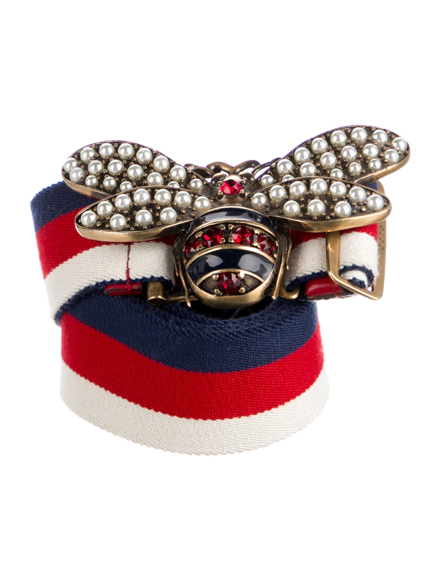 Gucci Faux Pearl Accents Crystal Embellishments Belt
