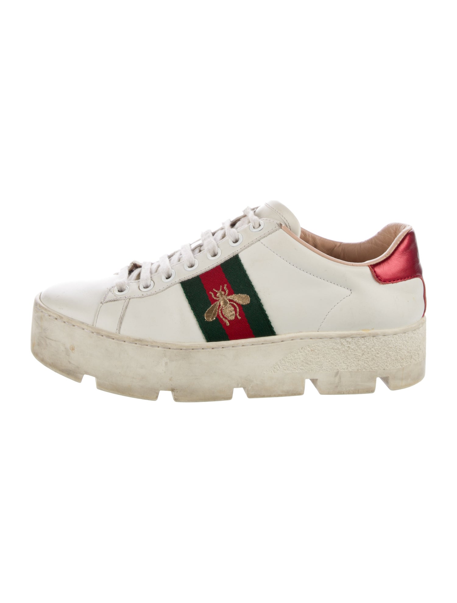 Gucci Web Accent Leather Sneakers