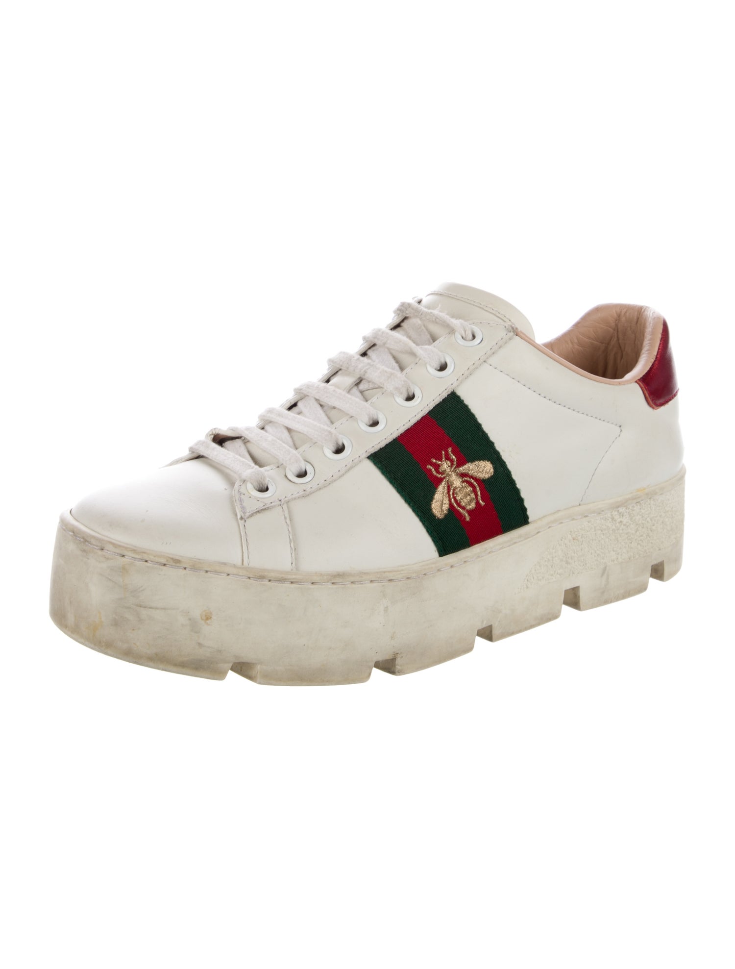 Gucci Web Accent Leather Sneakers