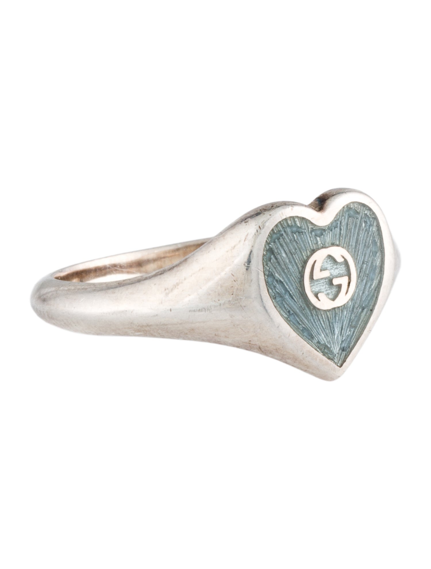 Gucci Enamel Interlocking G Heart Ring