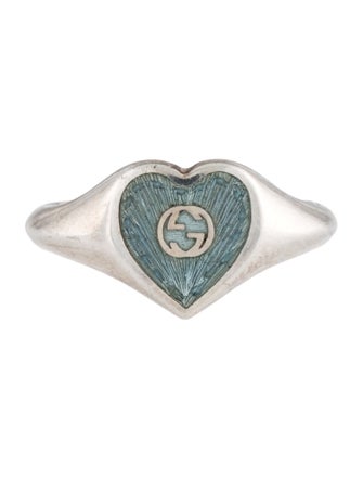 Gucci Enamel Interlocking G Heart Ring