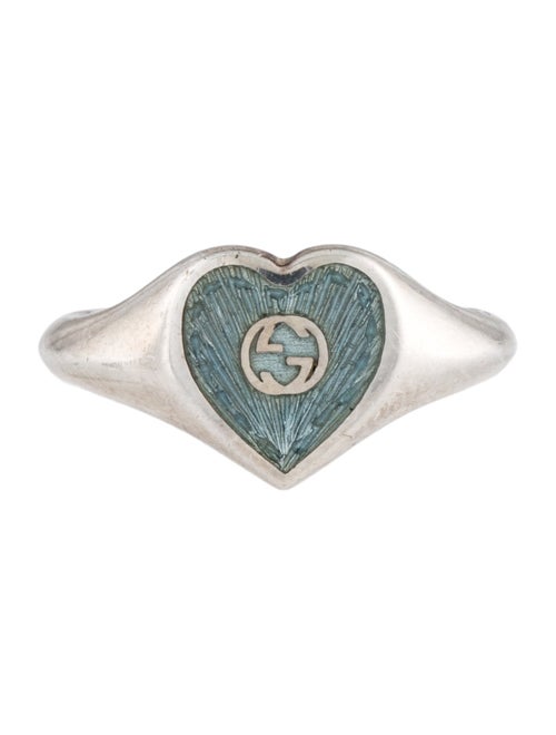 Gucci Enamel Interlocking G Heart Ring