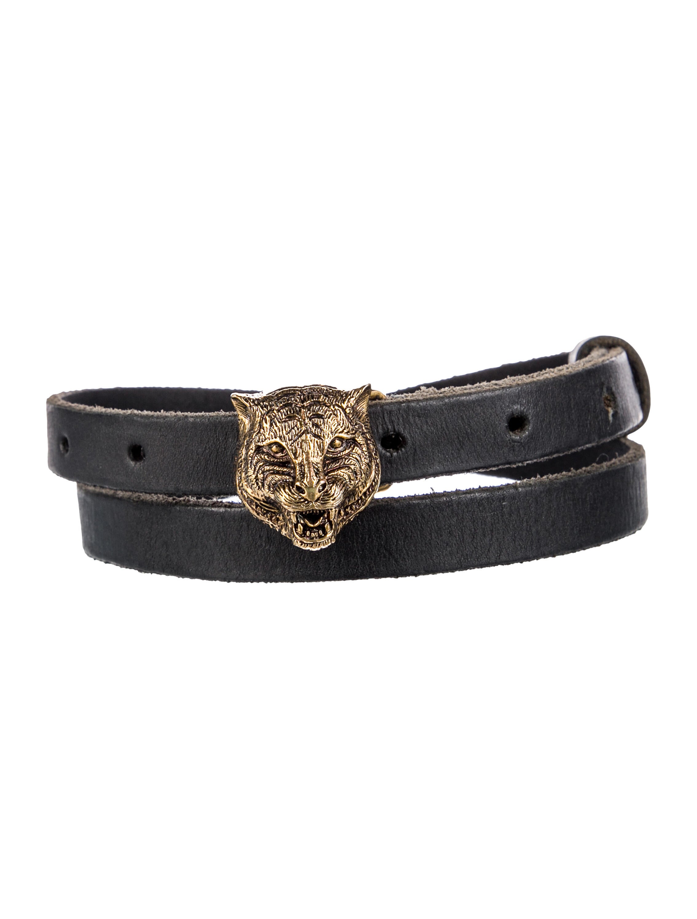 Gucci Feline Head Accent Skinny Belt