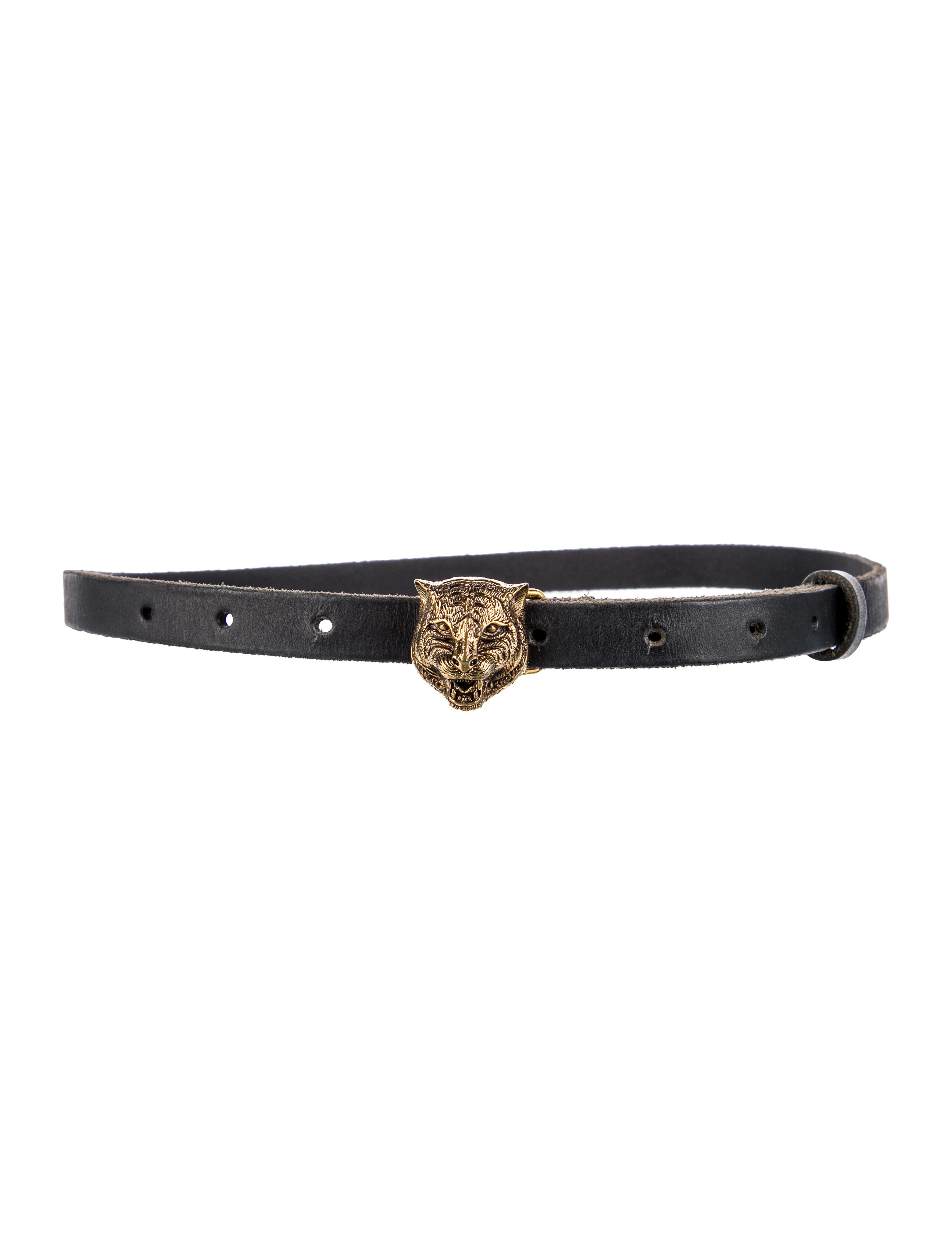 Gucci Feline Head Accent Skinny Belt