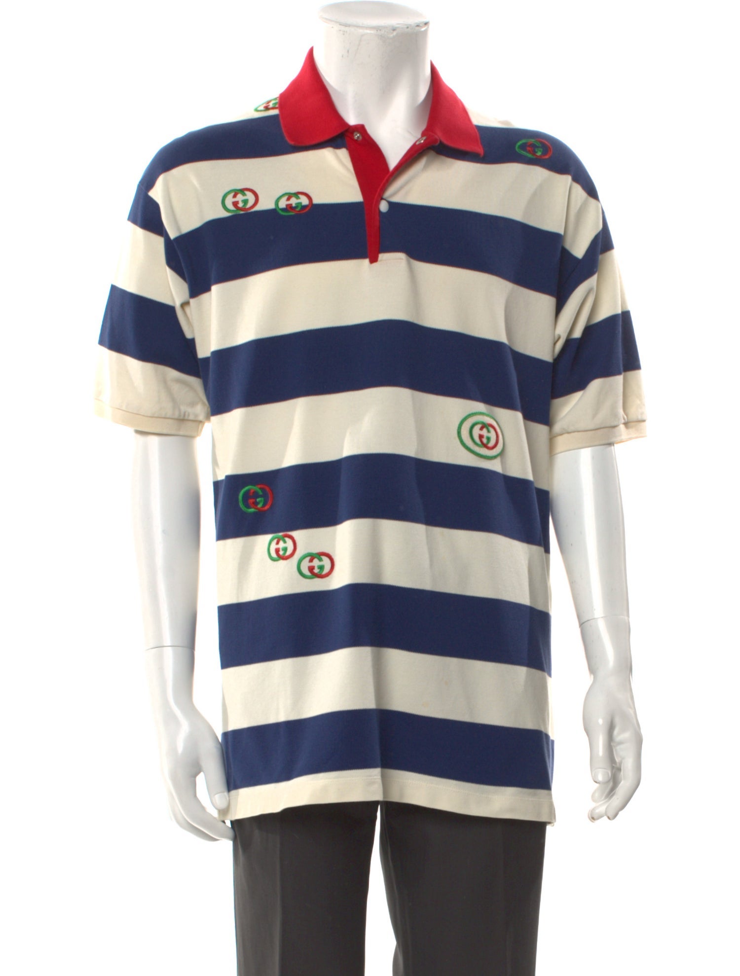 Gucci Interlocking G Logo V-Neck Polo Shirt