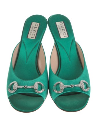 Gucci Hasler Horsebit Accent Satin Slides