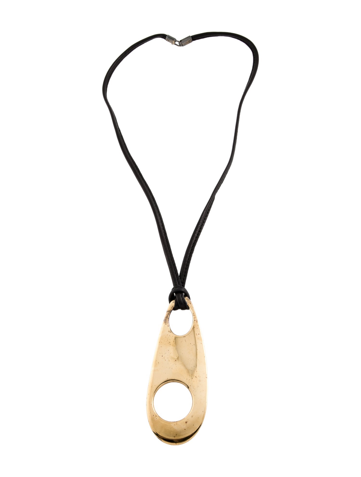 Gucci Vintage Leather Geometric Pendant Necklace