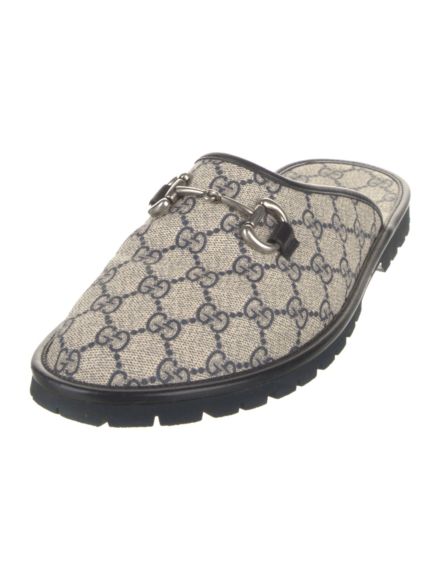 Gucci GG Supreme Leather Trim Embellishment Slippers