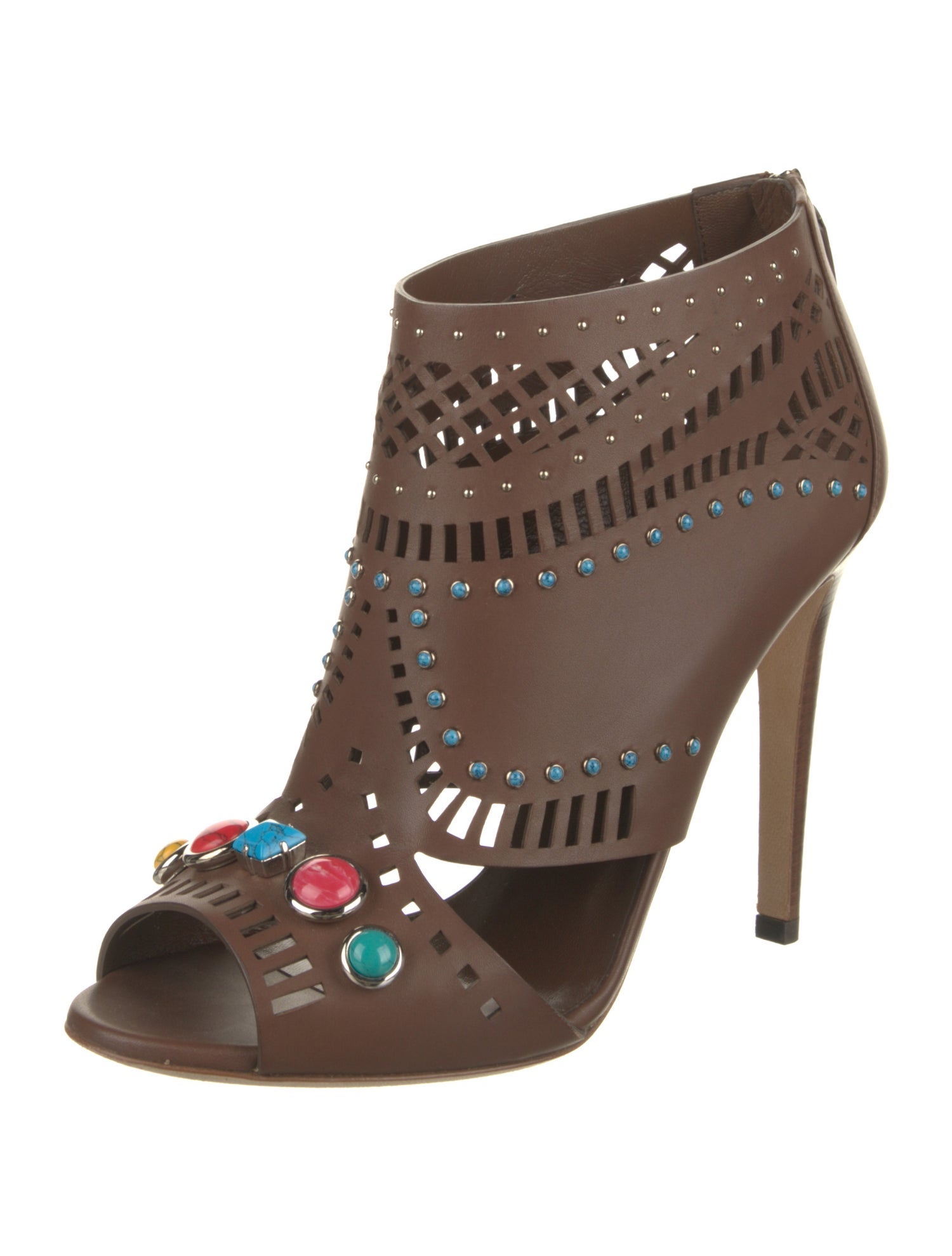 Gucci Leather Lasercut Accents Sandals