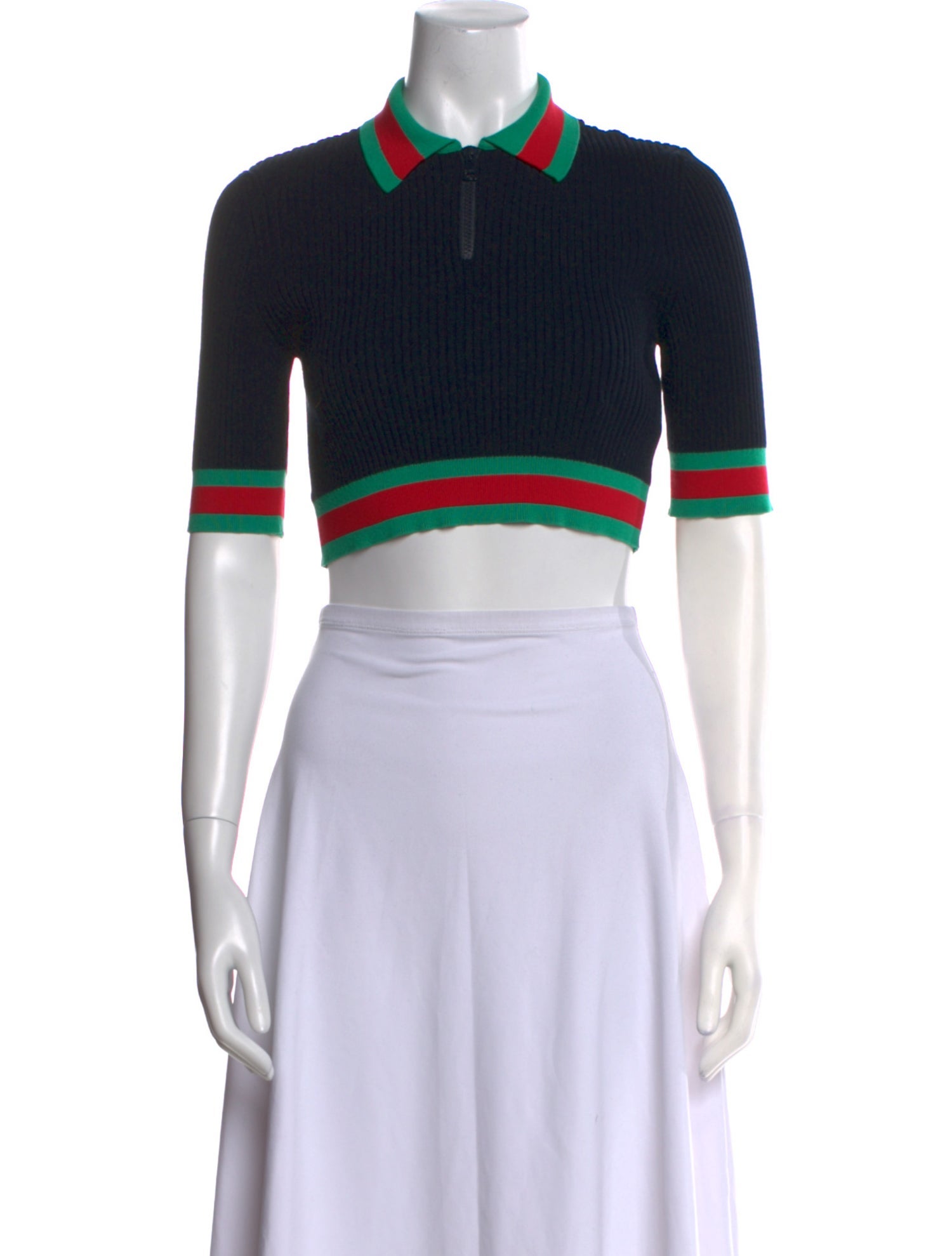 Gucci Striped Short Sleeve Crop Top