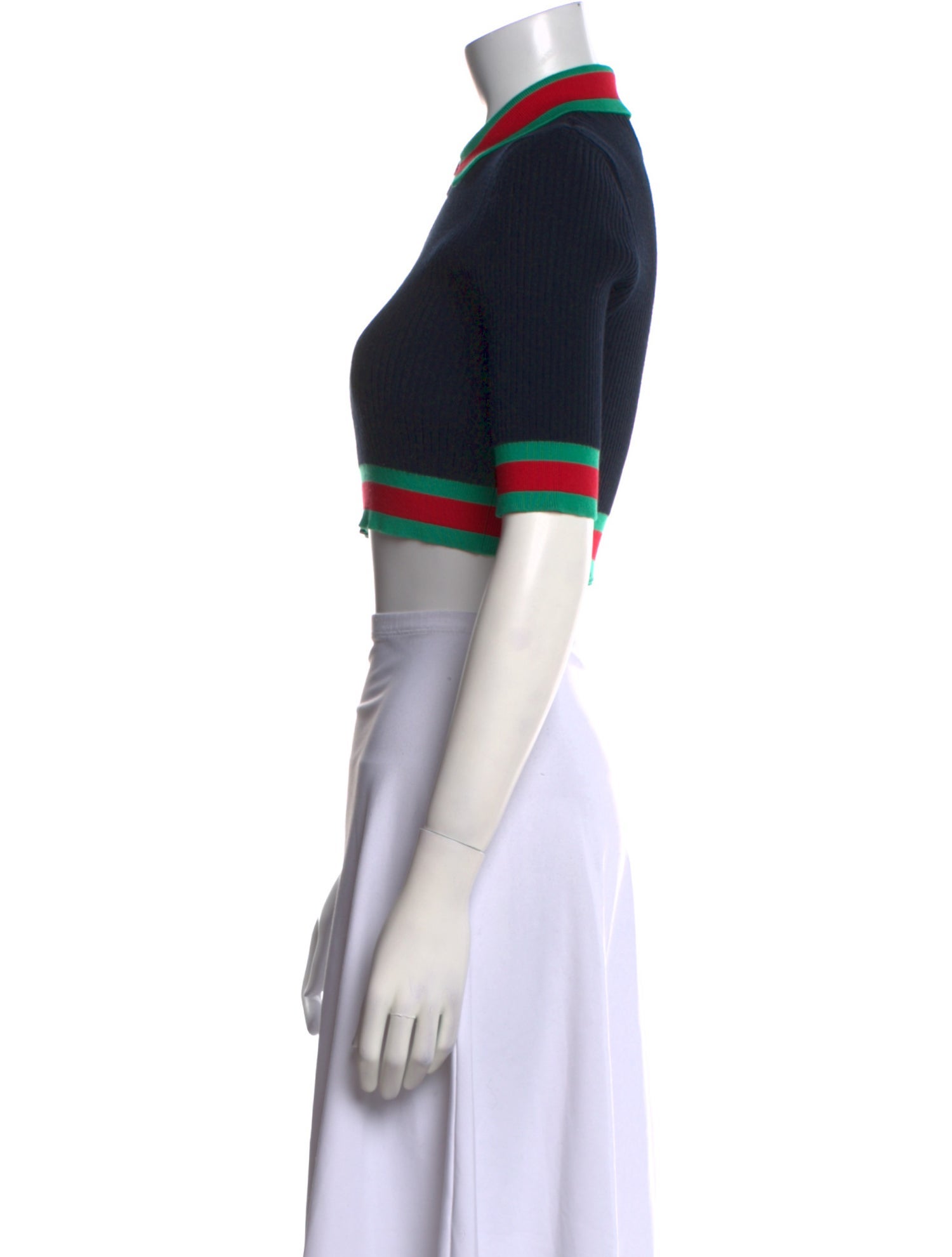 Gucci Striped Short Sleeve Crop Top