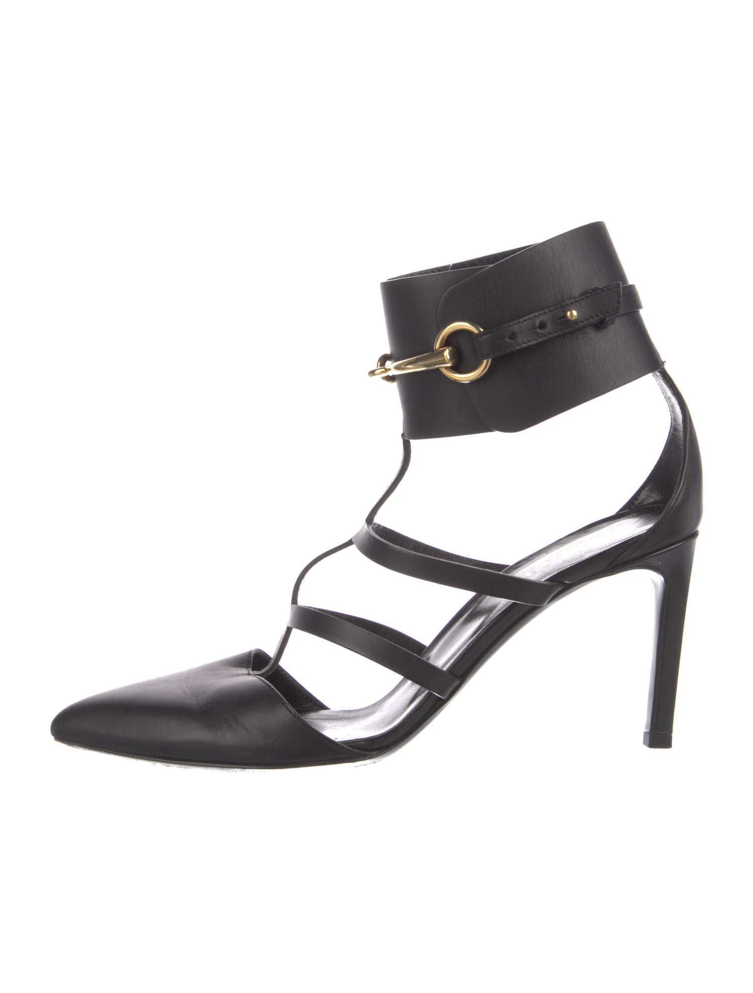 Gucci Horsebit Accent Leather T-Strap Pumps