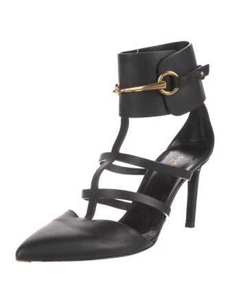 Gucci Horsebit Accent Leather T-Strap Pumps