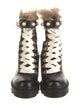 Gucci Faux Pearl Accents Leather Combat Boots