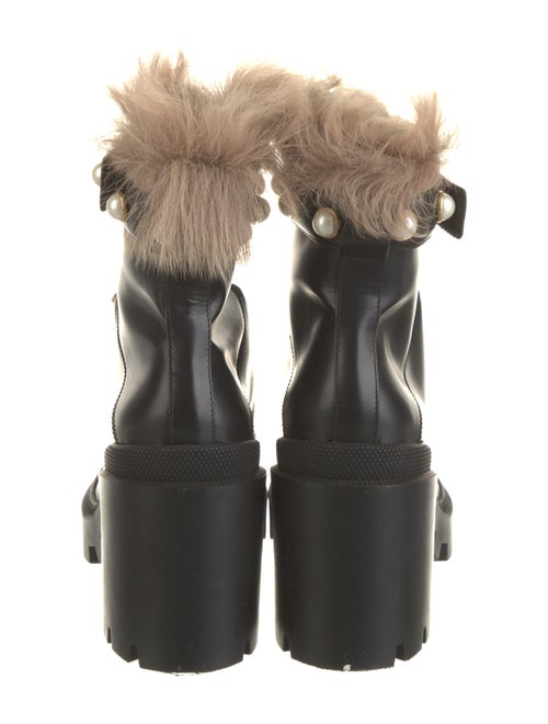 Gucci Faux Pearl Accents Leather Combat Boots