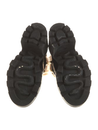 Gucci Faux Pearl Accents Leather Combat Boots