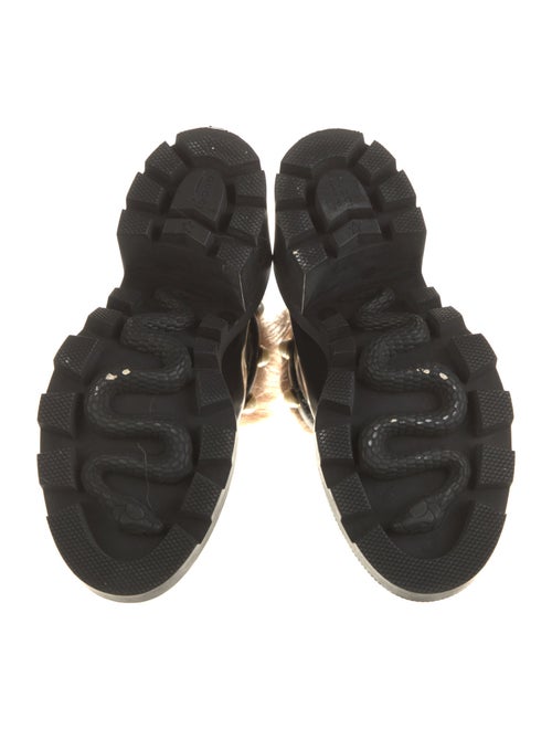 Gucci Faux Pearl Accents Leather Combat Boots