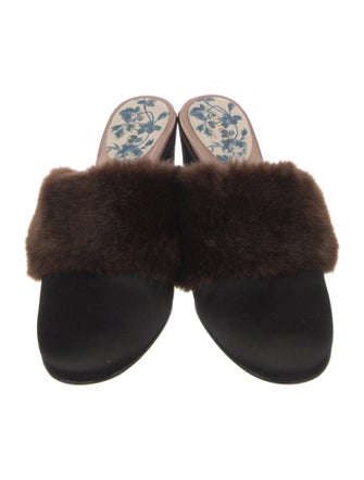 Gucci Interlocking G Logo Satin Mules