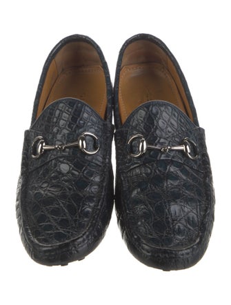 Gucci Sylvie Web Accent Crocodile Drivers