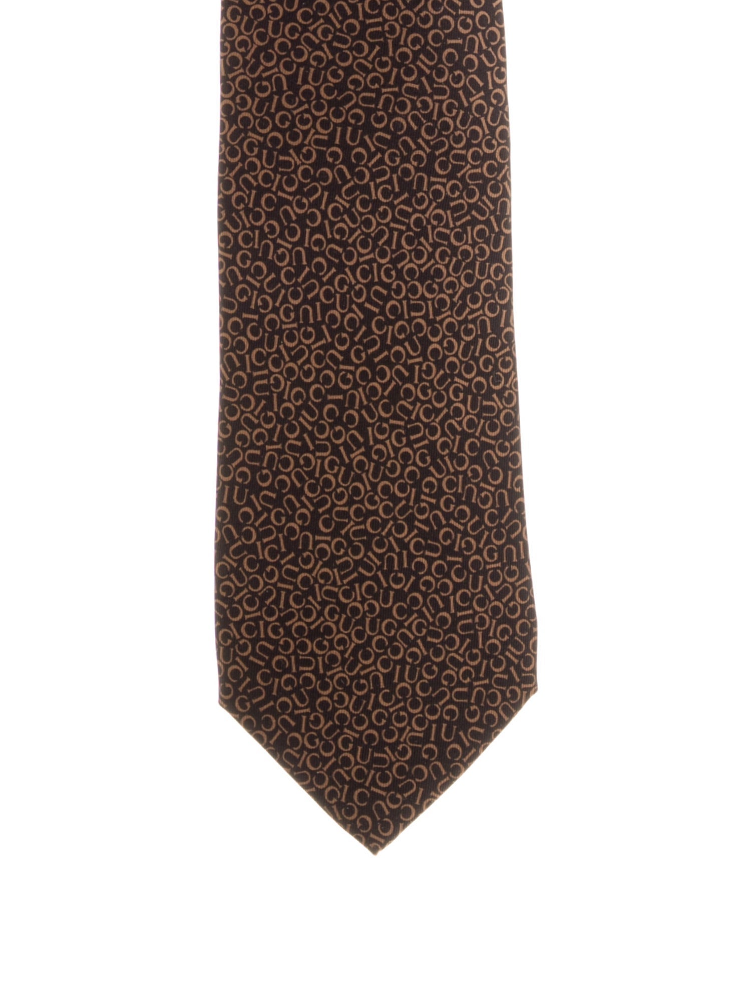 Gucci Brown Printed Silk Tie