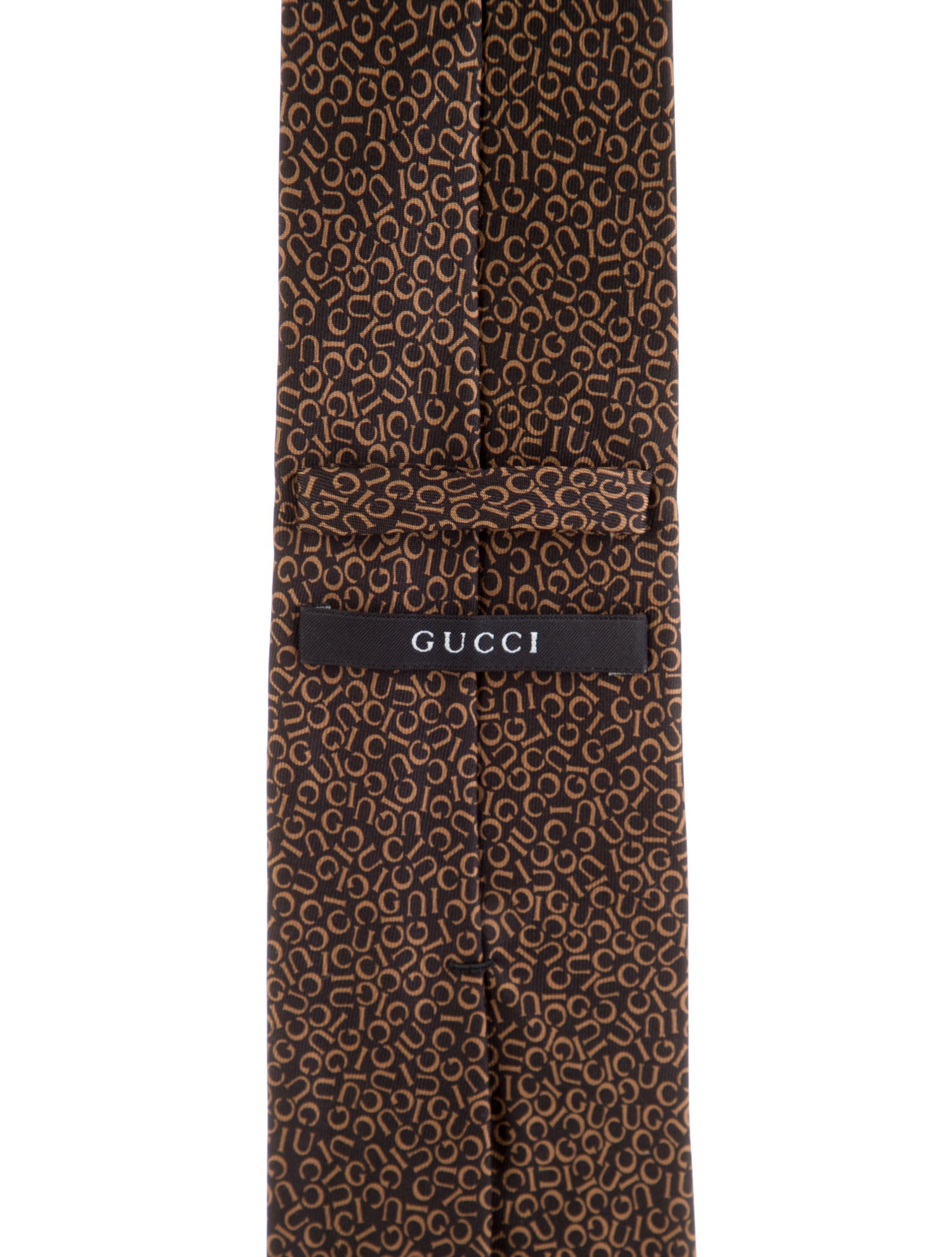 Gucci Brown Printed Silk Tie