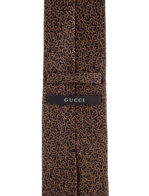 Gucci Brown Printed Silk Tie