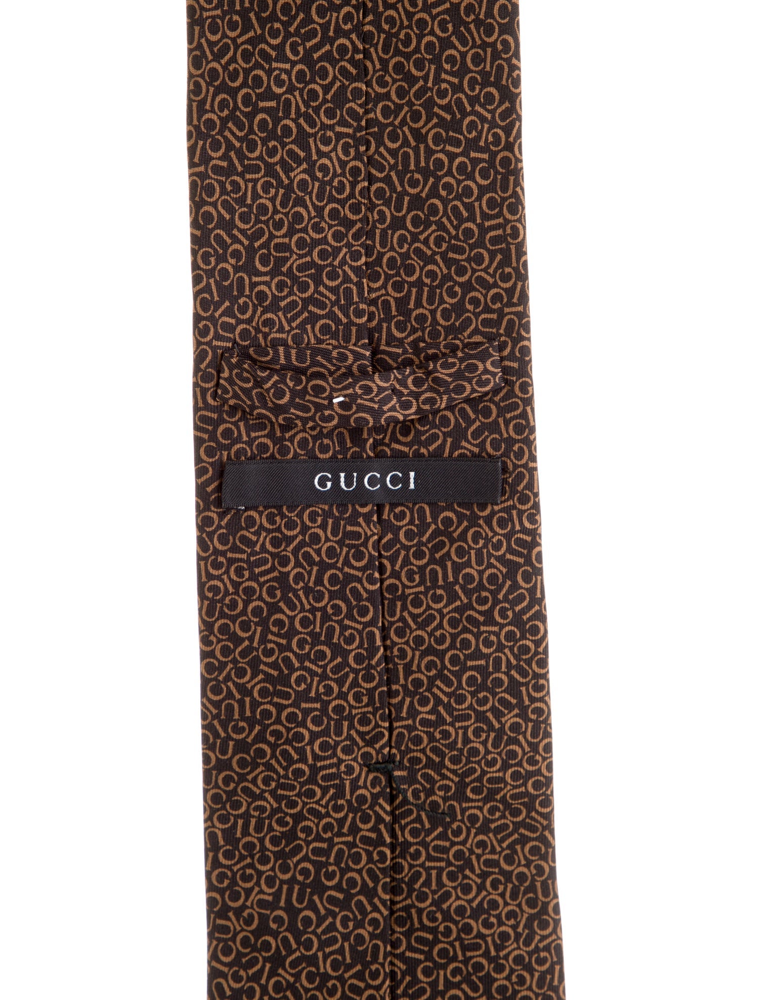 Gucci Brown Printed Silk Tie